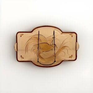 Vtg Indiana Glass Tiara-Empress-Bird Of Paradise Vanity Tray Catchall tray MCM